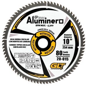 Disco Sierra Circular 10”-80 Dientes Carburo Triple Corte (TCG)Para Corte Metales No Ferrosos. Aluminero®