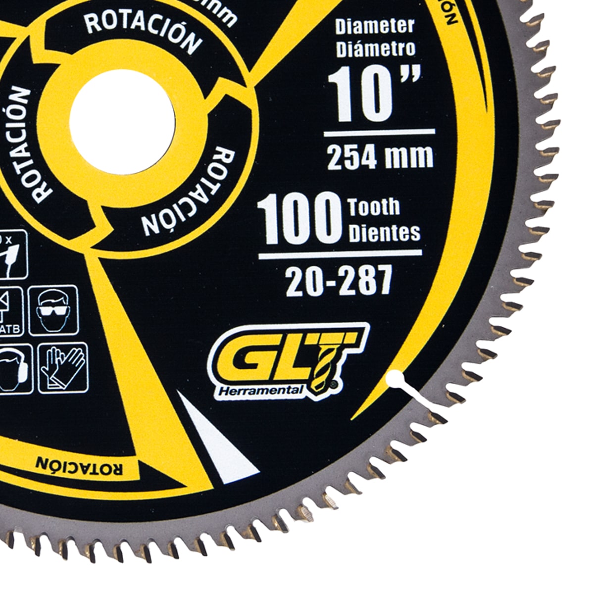 Disco de Sierra Circular 10”-100 Dientes Carburo Para Corte de Madera. GLT® - Image 3