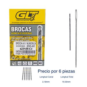 Broca Zanco Recto Ø 80 Punta 118º Acero Alta Velocidad M2 HSS. (6pzas)GLT®