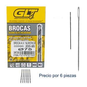 Broca Zanco Recto Ø75 Punta 118º Acero Alta Velocidad M2 HSS.(6pzas) GLT®