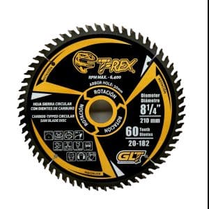 Disco de Sierra Circular 8-1/4”-60 Dientes Carburo Para Corte de Madera. GLT ®