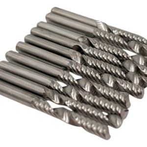 KIT 10 Brocas Fresa 2mm Carburo Aluminio Acrílico Mdf Cnc 1 Filo